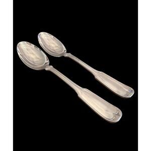2 Reed & Barton Fiddle 1979 Silverplate Serving Spoons Vintage Replacements